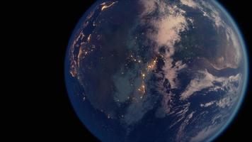 jorden planet sedd från rymden på natten visar ljusen från länder video