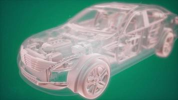 animación holográfica del modelo de coche de estructura metálica 3d con motor video