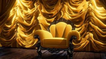 palco de cortina de teatro luxuoso com cadeira
