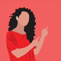 Joyful girl pointing finger at copy space vector