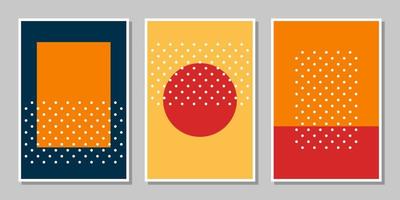 set of three wall decoration with geometric shapes and dots vector