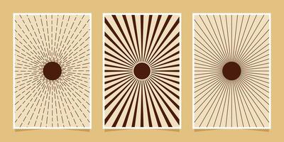abstract minimalist compositions mid century style wall decoration with circles and arch lines vector