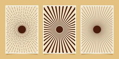 abstract minimalist compositions mid century style wall decoration with circles and arch lines vector