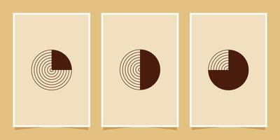 abstract minimalist compositions mid century style wall decoration with circles and arch lines vector