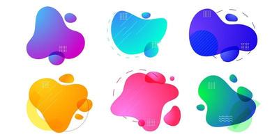 Set of abstract liquid badge template vector