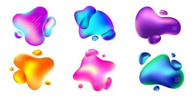 Set of abstract liquid badge template vector