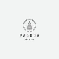 Pagoda line logo icon design template vector