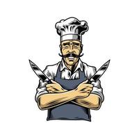 Vector Cartoon Design of cool master chef, who is smiling with his cooking