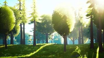 paisaje de bosque verde de dibujos animados con árboles y flores video