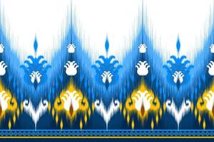 Ikat ethnic seamless pattern design. Aztec fabric carpet mandala ornament chevron textile decoration wallpaper. Tribal turkey African Indian traditional embroidery vector illustrations background
