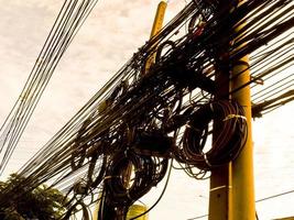 Tangled power lines. photo