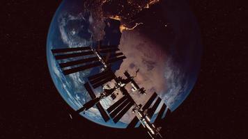 International Space Station in outer space over the planet Earth orbit video