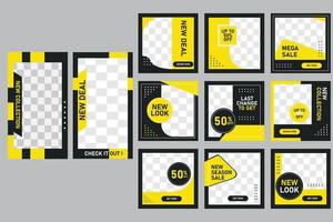 set of square editable social media template, Set of Editable square banners. ads post template design. Suitable for Social Media Post fashion and food Promotion vector