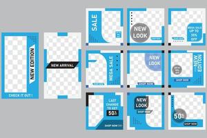 square editable social media template, editable social media post template for fashion, set of editable social media post template, set of square editable banner template vector