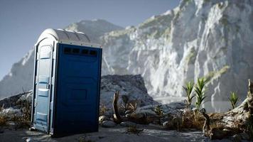 Portable mobile toilet in the beach. chemical WC cabin