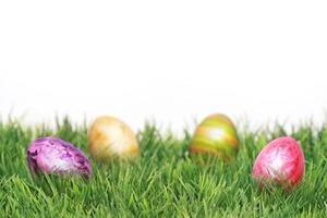 Beautiful Easter background with colorful Easter eggs photo