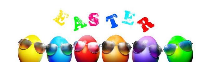 Beautiful Easter background with colorful Easter eggs photo