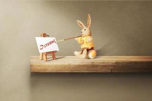 Funny Easter bunny. Happy Easter holiday concept. photo