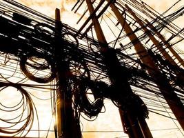 Tangled power lines. photo