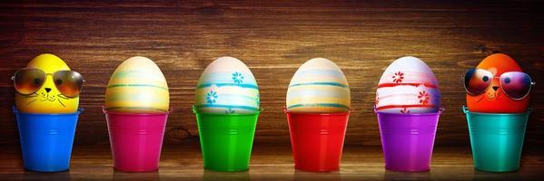 Beautiful Easter background with colorful Easter eggs photo