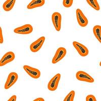 Simple seamless pattern with papaya on white background. Vector illustration of fresh summer fruit