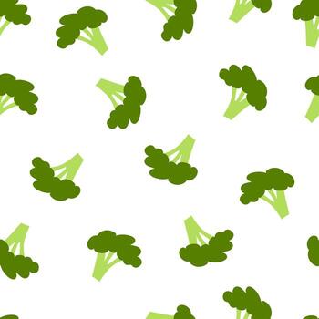 patrón impecable con vegetales de brócoli frescos y saludables en estilo dibujado a mano con dibujos animados sobre fondo blanco para textiles, diseño web vector