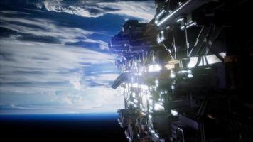 Raumschiff mit Blick auf den Weltraum und den Planeten Erde video