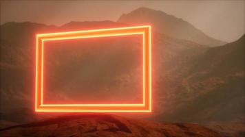 portal de neon na superfície do planeta marte com poeira soprando video