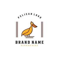 Pelican logo design inspiration. Nature bird with large beak. In flat and minimalistic cartoon style vector