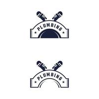 Plumbing logo design inspiration. water pipe service problem. Vintage Badge Retro Western Hipster style vector