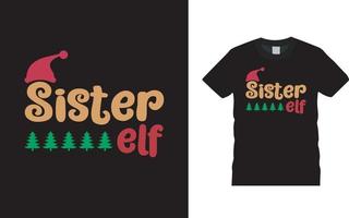 diseño de camiseta de navidad hermana elfo vector