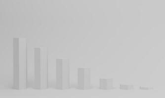 3d rendering. Bar chart of growing columns on white color background. photo