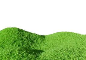 representación 3d campo de hierba verde aislado sobre fondo blanco. foto