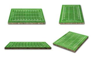 American football field collection isolated on white background. Different point of view. 3D rendering photo