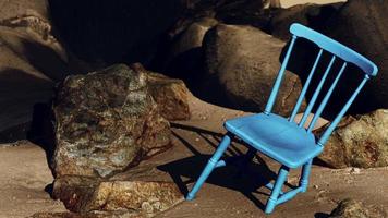 retro blue wooden chair on the beach video