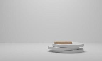 Abstract minimal scene platform. Geometric shape wood podium on white background. 3d rendering photo
