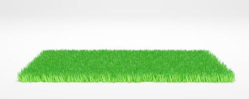 3D rendering. Green grass land piece isolated on background. photo