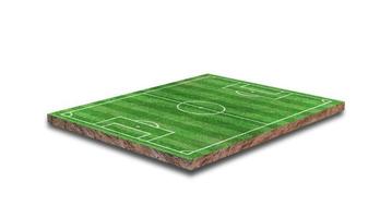 3D Rendering. Green grass soccer field isolated on white background. photo