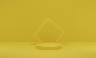 representación 3d etapa de podio de forma geométrica de escena amarilla para la promoción de productos. diseño minimalista abstracto con espacio vacío.