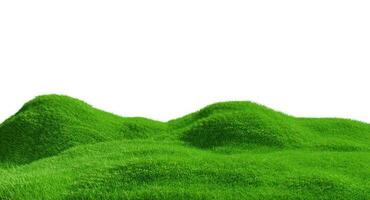 3d rendering. Green grass hill isolated on white background. photo