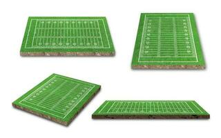 American football field collection isolated on white background. Different point of view. 3D rendering photo