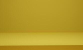 3D rendering. Yellow empty room background for display product presentation. photo