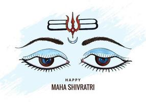 hindú maha shivratri señor shiva ojos bosquejo diseño de tarjeta vector