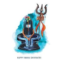Maha shivratri festival background with shiv ling card holiday design vector