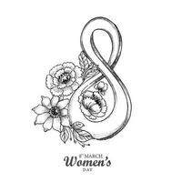 Hand draw International womens day sketch card design vector
