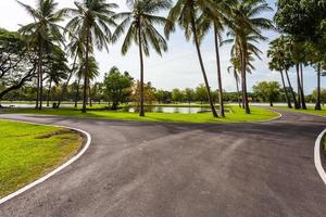 Asphalt road in Sukhothai historical park Thailand photo