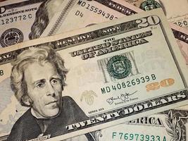 Andrew Jackson on twenty Dollars bill macro. United states money. photo