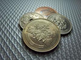 Japanese money, silver coin, yen photo