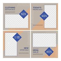 Set of Editable minimal square Social media template. Soft color banner ads. Vector illustration with photo space