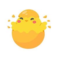 cartoon little chick Hatched eggs on Easter. decorate greeting cards for children vector